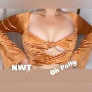 🌷 Oh Polly 🌷 NWT Flare Bell Sleeve Cutout Crop Top